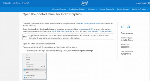 intel video driver and control panel